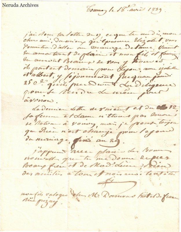 NRA-L-000578 image 2 showing a handwritten French letter continuation with closing, signature, later notes, folds and paper edges.