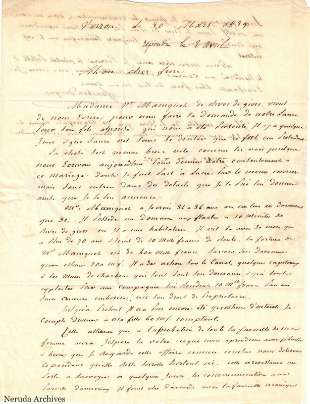 NRA-L-000501 image 2 showing a handwritten French letter page with manuscript text and visible fold lines.