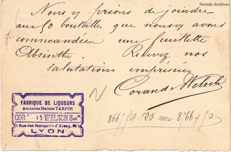 NRA-L-000306 image 2 showing the complete handwritten or printed postcard message, with contemporary annotations and the sender's signature or business mark.
