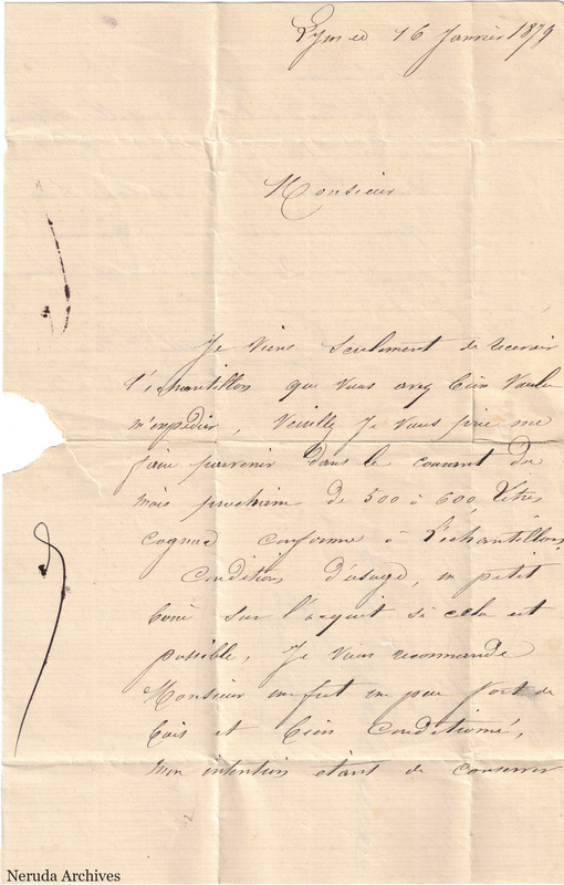 NRA-L-000445 image 2 showing page 1 of the French commercial letter on cream paper.