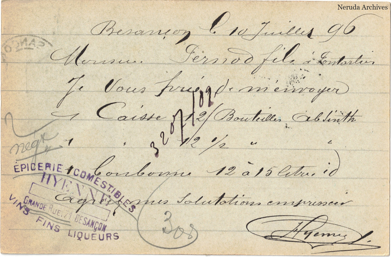 NRA-L-000377 image 2 showing the complete handwritten or printed postcard message, with contemporary annotations and the sender's signature or business mark.