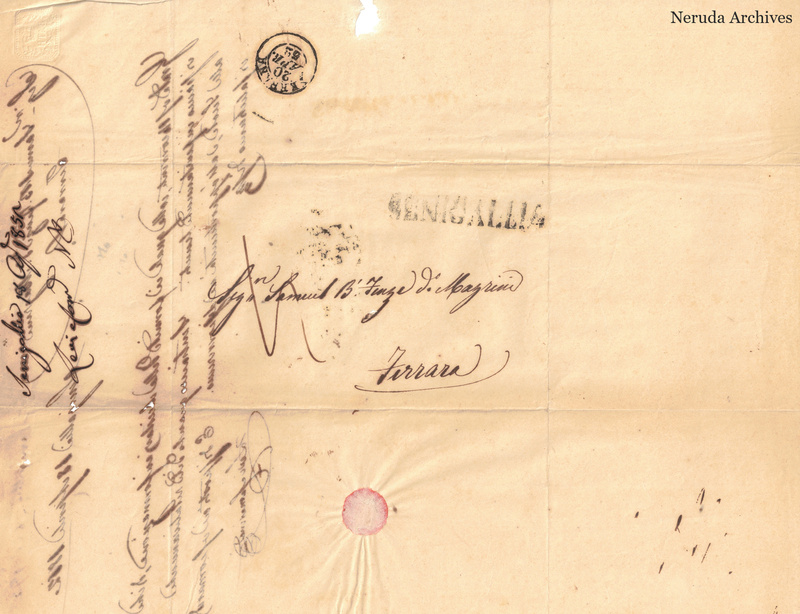 NRA-L-000752 image 1 showing the address to Samuel B. Finzi D. Magrini in Ferrara, with postal marks and separate filing evidence.