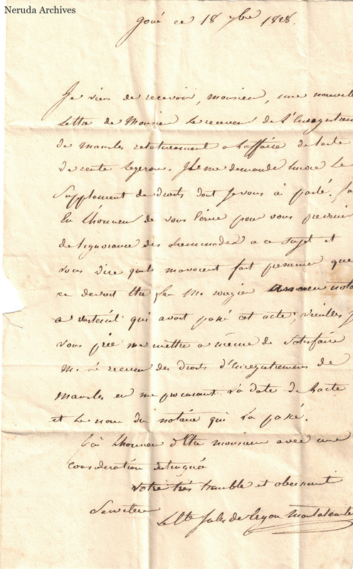NRA-L-000433 image 2 showing page 1 of the French commercial letter on cream paper, including the closing and signature.