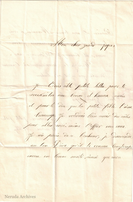 NRA-L-000036 image 2 showing page 1 of Caroline Malye's New Year's letter to her grandfather.