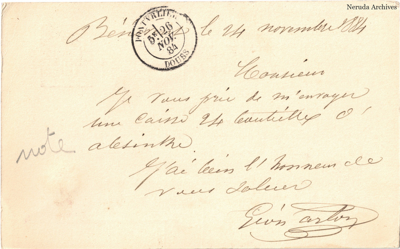 NRA-L-000367 image 2 showing the complete handwritten or printed postcard message, with contemporary annotations and the sender's signature or business mark.