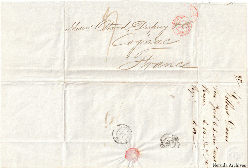 NRA-L-000425 image 1 showing the folded manuscript address panel on cream paper, with the written delivery address, postal markings and closure evidence.