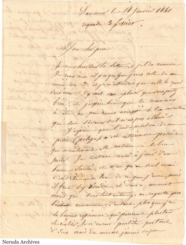 NRA-L-000612 image 2 showing a handwritten French letter page with manuscript dateline and text, visible fold lines and complete physical paper edges.
