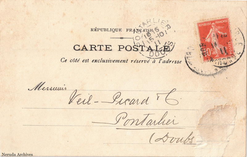 NRA-L-000218 image 1 showing the address side of a postcard sent by Thos. Trapp & Sons to Veil-Picard & Cie, with contemporary postal and business marks.