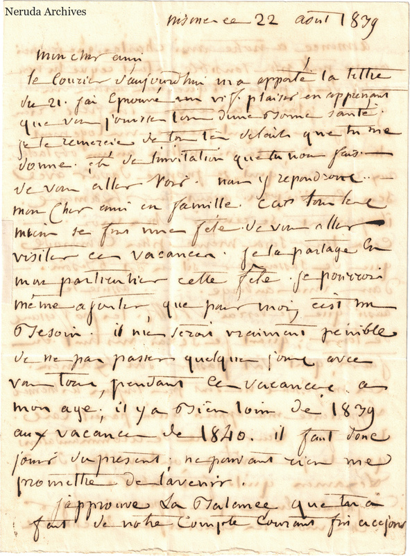 NRA-L-000610 image 2 showing a handwritten French letter page with manuscript dateline and text, visible fold lines and complete physical paper edges.