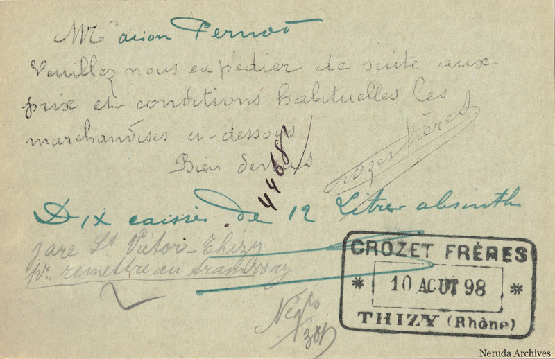NRA-L-000308 image 2 showing the complete handwritten or printed postcard message, with contemporary annotations and the sender's signature or business mark.