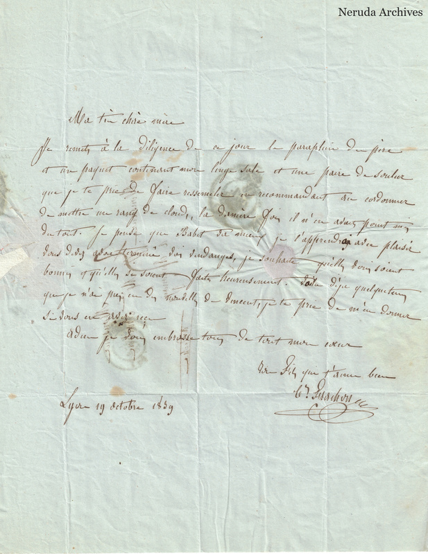 NRA-L-000544 image 2 showing a handwritten French letter with dateline, manuscript text, closing, signature, folds and paper edges.