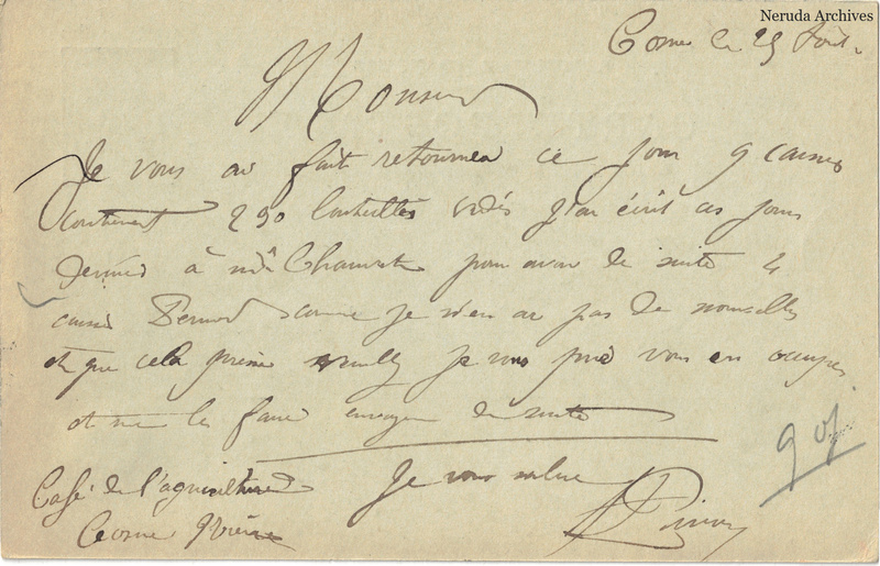NRA-L-000381 image 2 showing the complete handwritten or printed postcard message, with contemporary annotations and the sender's signature or business mark.