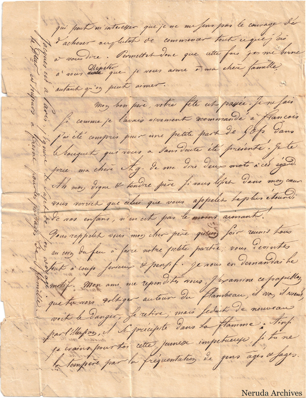 NRA-L-000673 image 3 showing a French family letter on creased paper with marginal writing, text side 2.