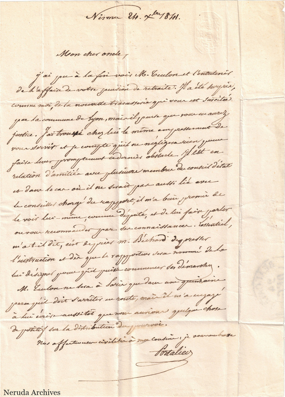 NRA-L-000678 image 2 showing a French letter on a folded sheet with a signed closing, text side 1.