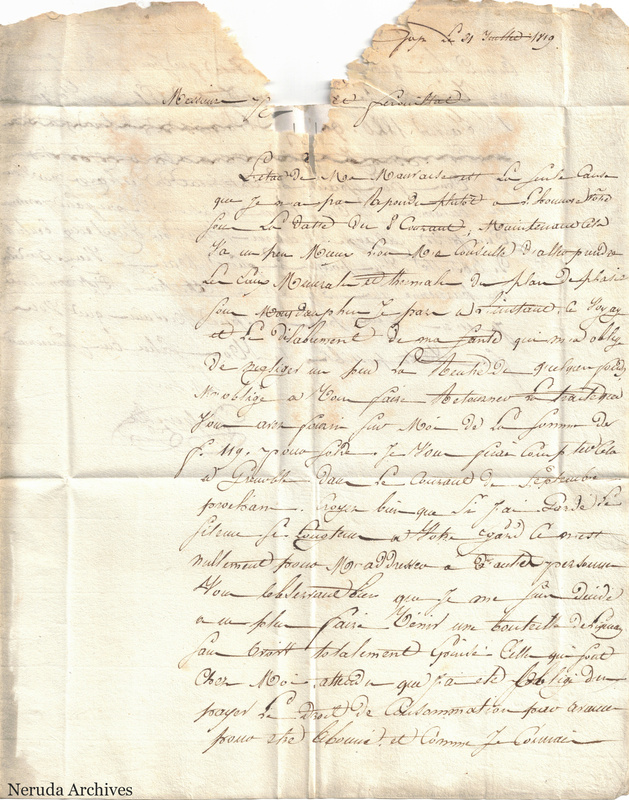 NRA-L-000621 image 1 showing the handwritten letter dated Gap, 31 July 1819, with a torn upper edge.