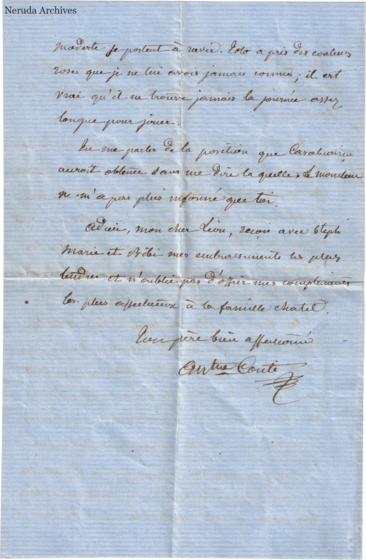 NRA-L-000051 image 4 showing the final letter text, closing and Antoine Conti signature on blue paper.