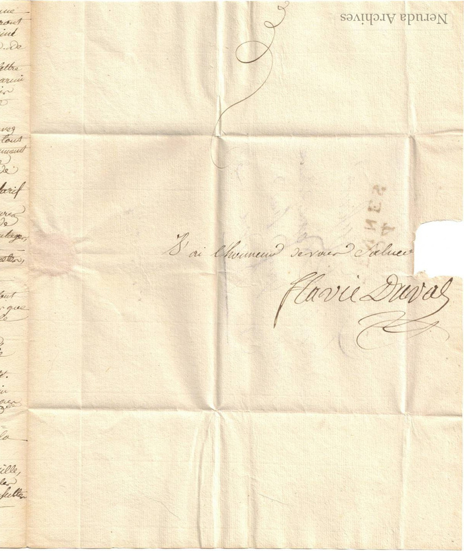 NRA-L-000013 image 4 showing the independently legible closing and signature, Flavie Duval.