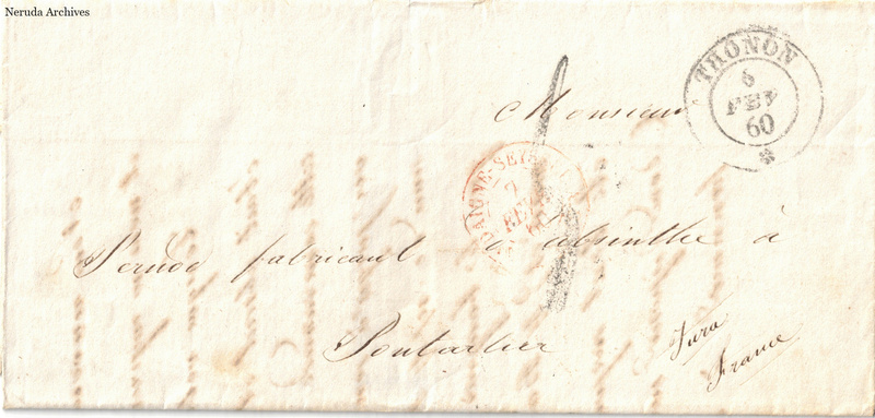 NRA-L-000085 image 2 showing a closer capture of the delivery address and circular Thonon and French postal marks.