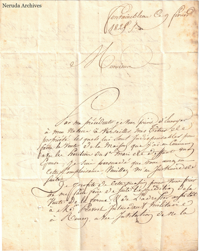 NRA-L-000680 image 2 showing a French letter with a prominent handwritten signature, text side 1.