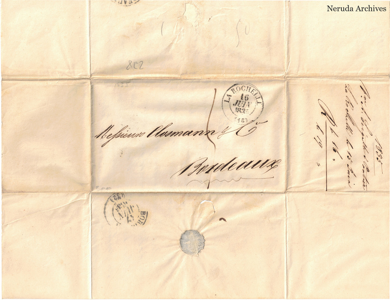 NRA-L-000469 image 1 showing the address panel to Clossmann & Co in Bordeaux with postal evidence.