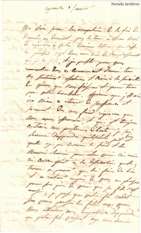 NRA-L-000600 image 2 showing a handwritten French letter page with manuscript dateline and text, visible fold lines and complete physical paper edges.