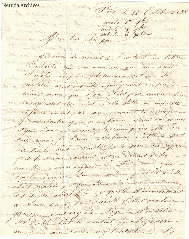 NRA-L-000619 image 2 showing a handwritten French letter page with manuscript dateline and text, visible fold lines and complete physical paper edges.