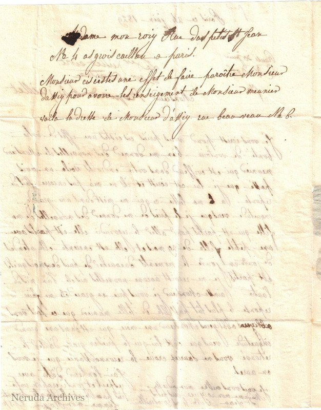 NRA-L-000007 image 3 showing the second page and supplementary address of Madame Monroiy's 1829 letter.