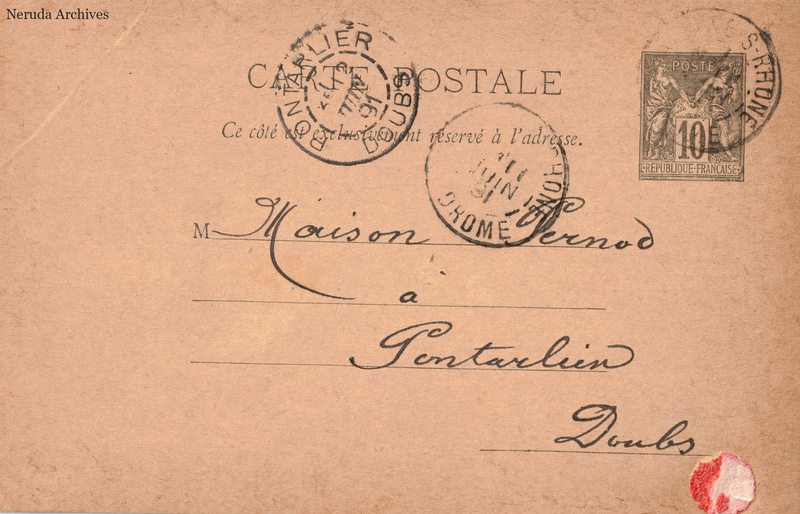 NRA-L-000302 image 1 showing the address side of a postcard sent by Traversier & Picaud to Pernod Fils, with contemporary postal and business marks.