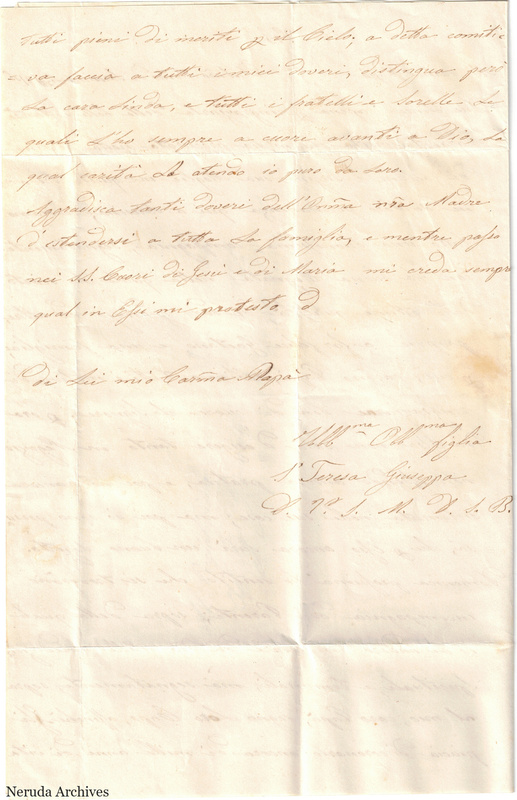 NRA-L-000634 image 3 showing the continuation and closing of a faint handwritten Italian family letter, with signature, folds and complete surviving paper edges.