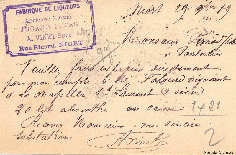 NRA-L-000305 image 2 showing the complete handwritten or printed postcard message, with contemporary annotations and the sender's signature or business mark.