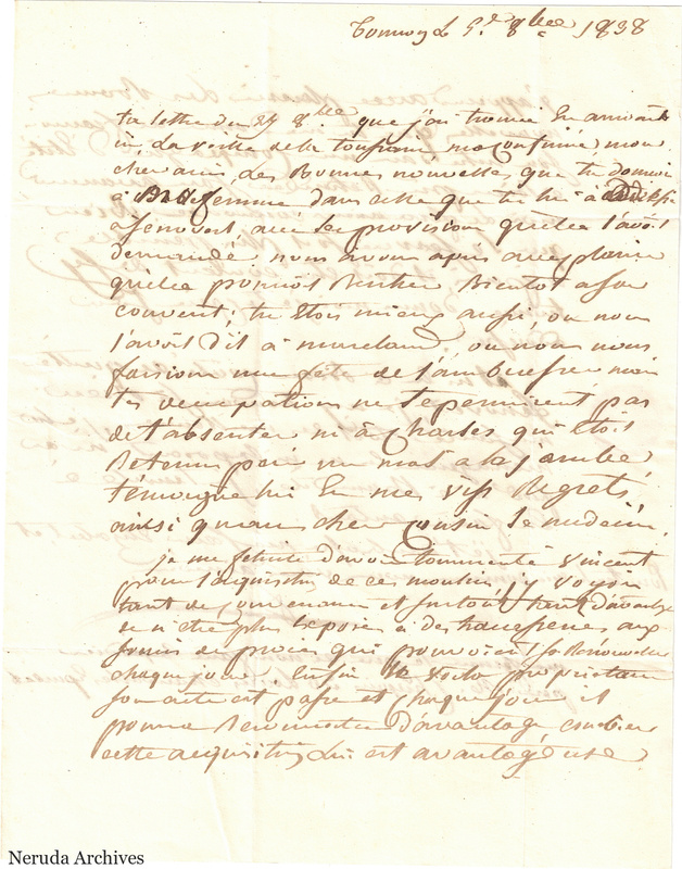 NRA-L-000531 image 2 showing a handwritten French letter page with manuscript text, annotations and visible fold lines.