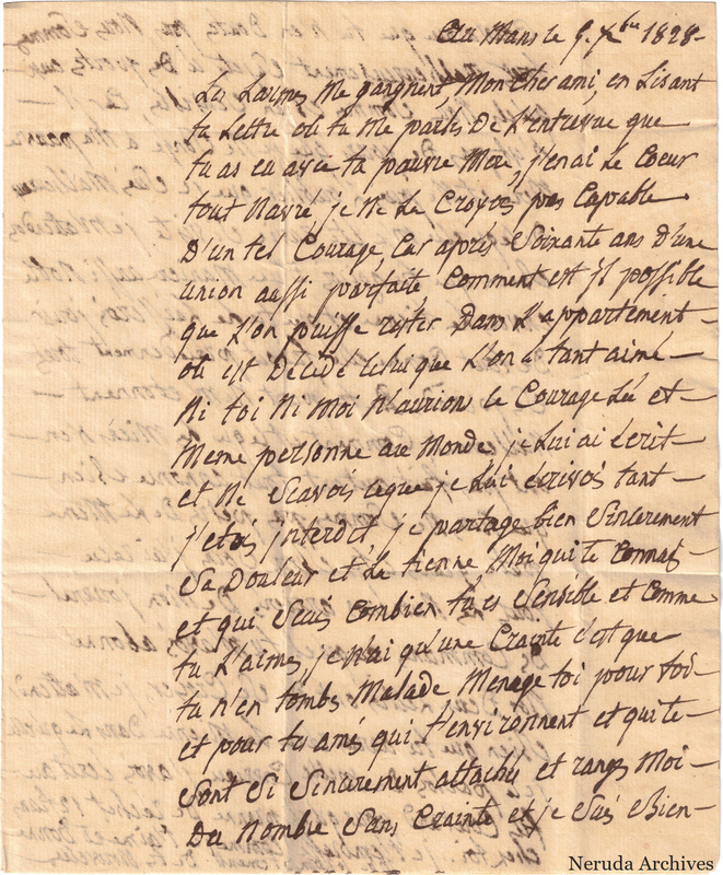 NRA-L-000677 image 2 showing a French personal letter in dark ink with visible reverse-side show-through, text side 1.