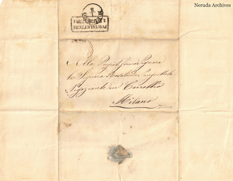 NRA-L-000639 image 1 showing handwritten delivery details, postal evidence, folds, sealing traces and the complete surviving paper edges.
