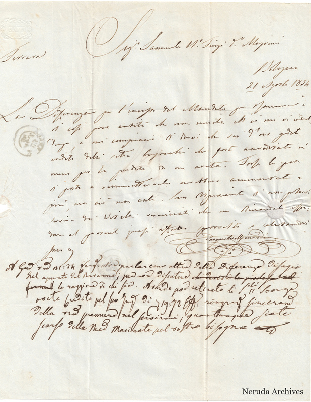 NRA-L-000704 image 2 showing the incoming letter and the recipient's revised reply draft in the Bologna letter of 21 August1854.