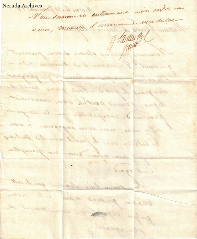NRA-L-000392 image 3 showing the continuation and signed closing of a handwritten French letter on a folded sheet.