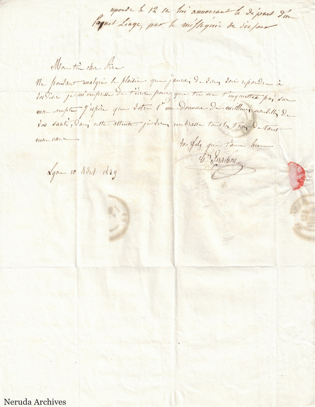 NRA-L-000552 image 2 showing a handwritten French letter with dateline, manuscript text, closing, signature, folds and paper edges.