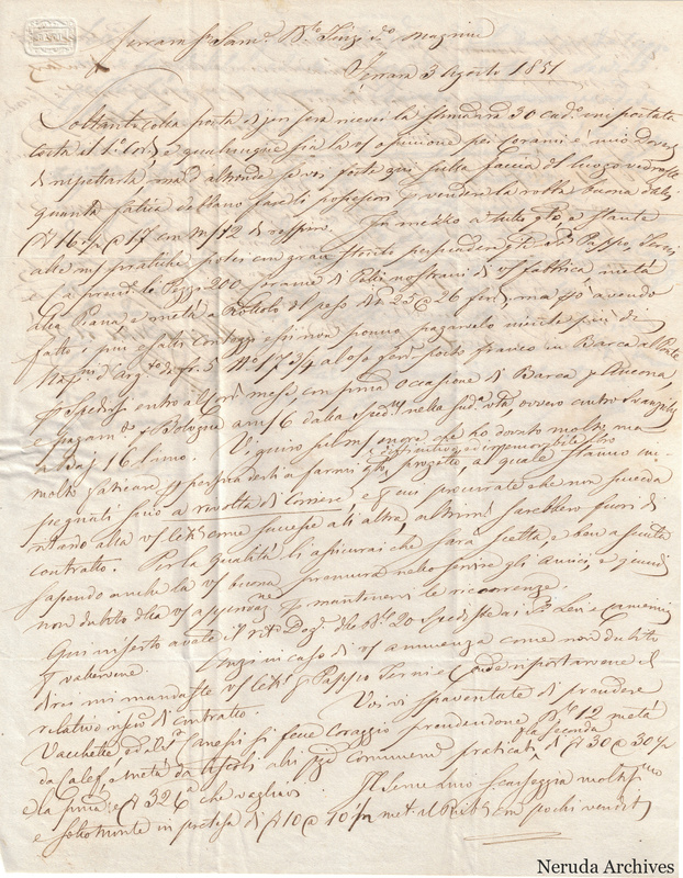 NRA-L-000685 image 2 showing opening page of the handwritten letter with dateline and small blind stamp.