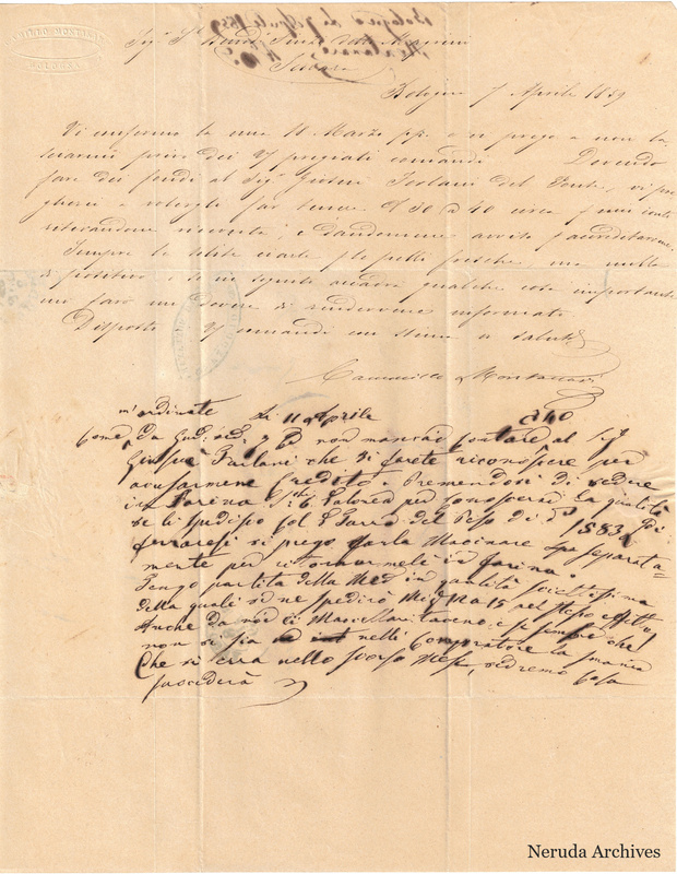 NRA-L-000725 image 2 showing the incoming Italian commercial letter and handwritten signature, with a recipient reply draft below the incoming letter.