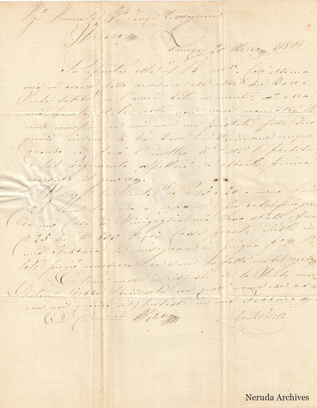 NRA-L-000718 image 2 showing the incoming Italian business letter from Faenza, with the manuscript text and signature.