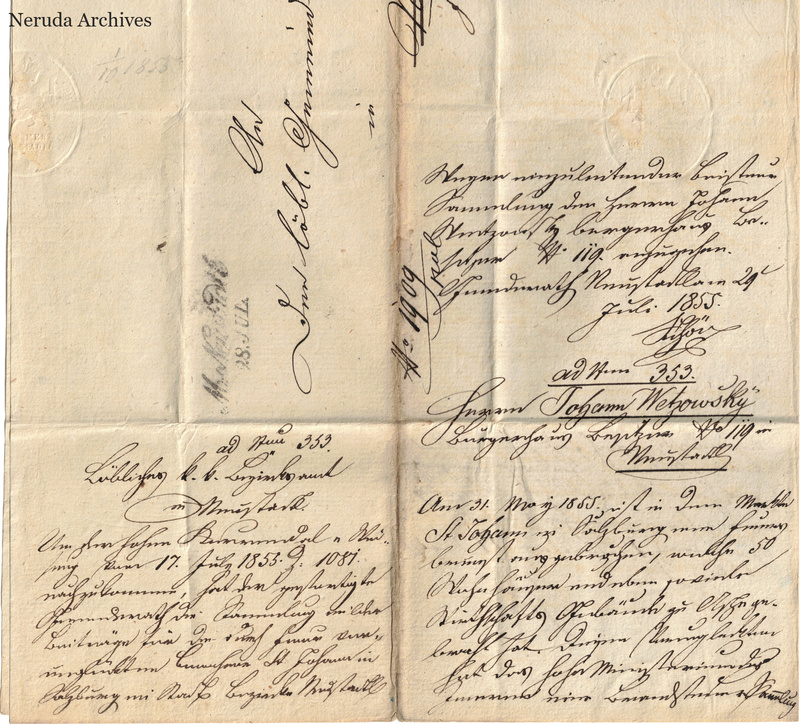 NRA-L-000047 image 8 showing the lower continuation of the docket-rich sheet with German manuscript notes and embossed seals.