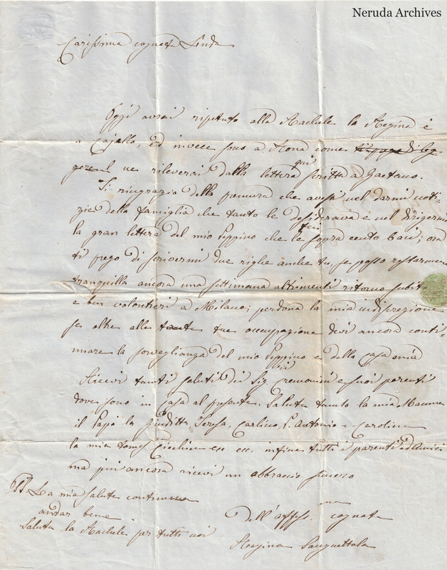 NRA-L-000633 image 4 showing an additional handwritten Italian family letter to Linda, with full text, closing, signature, folds and complete surviving paper edges.