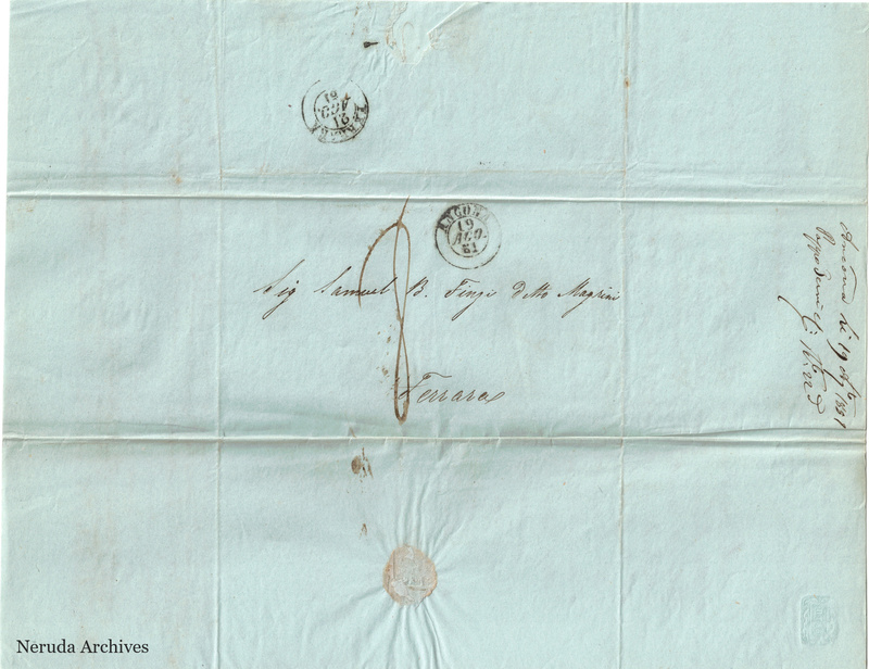 NRA-L-000707 image 1 showing the address panel, postal evidence and contemporary docket.