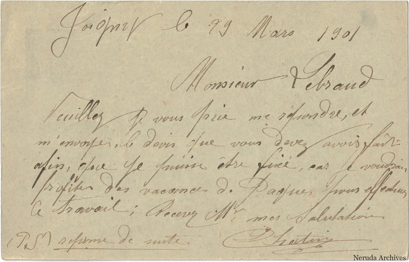 NRA-L-000252 image 2 showing the handwritten message from D. Gautier to Lebrand, with contemporary annotations and the sender's signature or business mark.