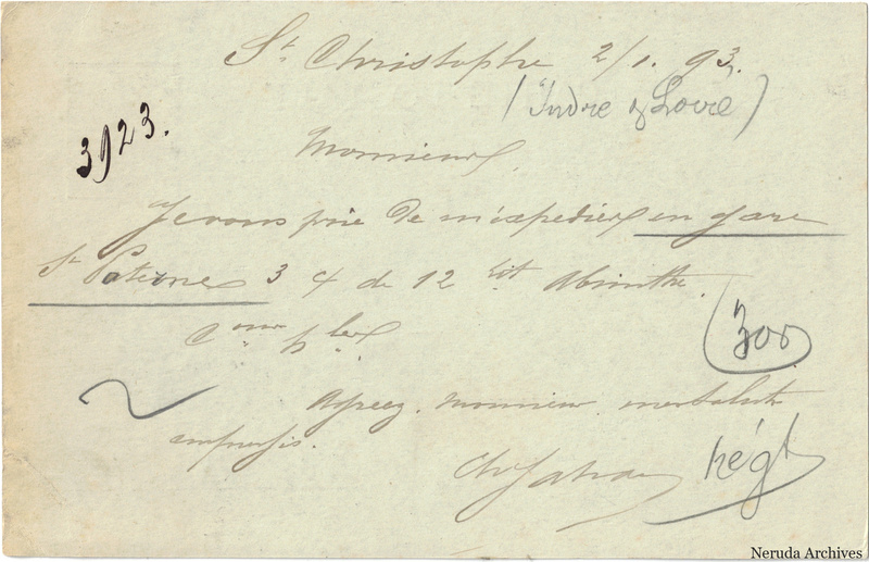 NRA-L-000357 image 2 showing the complete handwritten or printed postcard message, with contemporary annotations and the sender's signature or business mark.