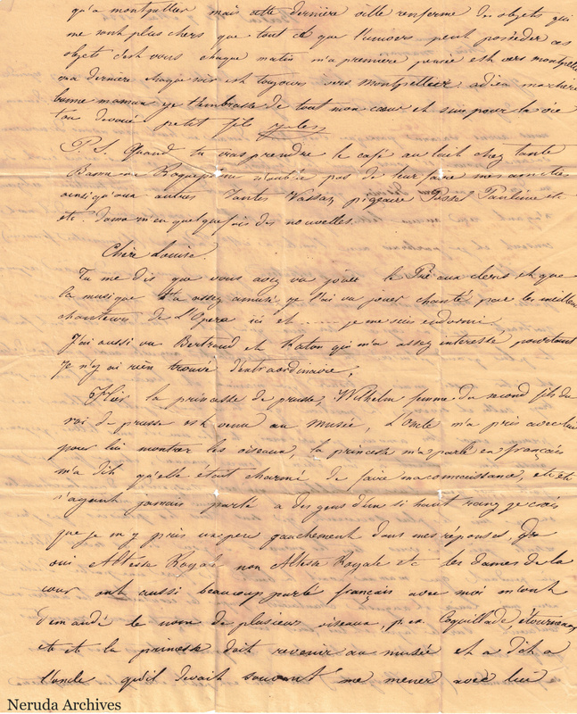 NRA-L-000060 image 3 showing continued French letter text followed by a second section addressed to Louise, with writing visible through the paper.