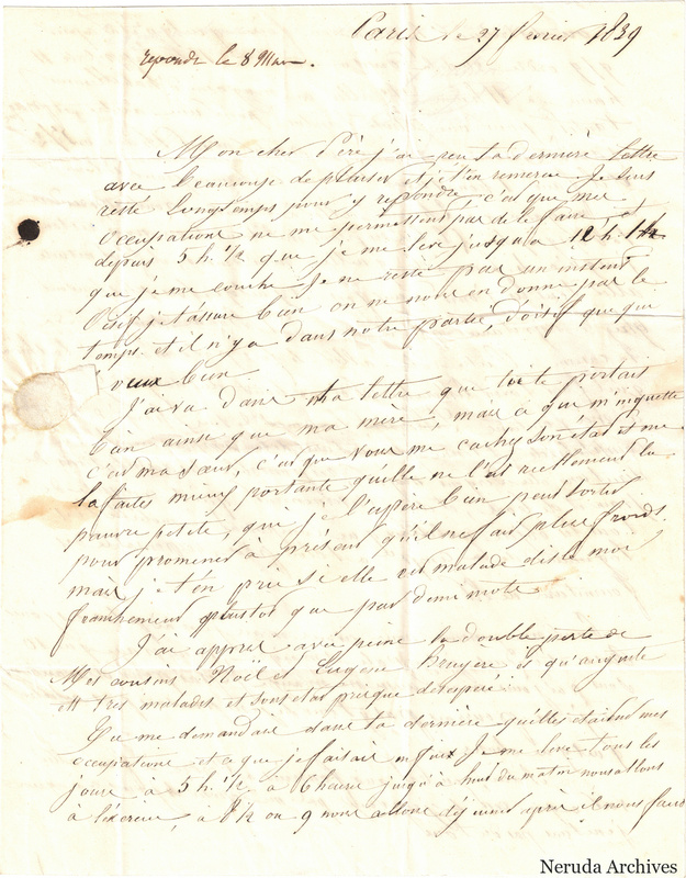NRA-L-000604 image 2 showing a handwritten French letter page with manuscript dateline and text, visible fold lines and complete physical paper edges.