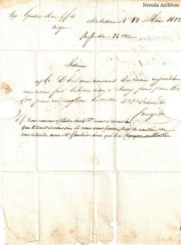 NRA-L-000431 image 2 showing page 1 of the French commercial letter on cream paper, including the closing and signature.