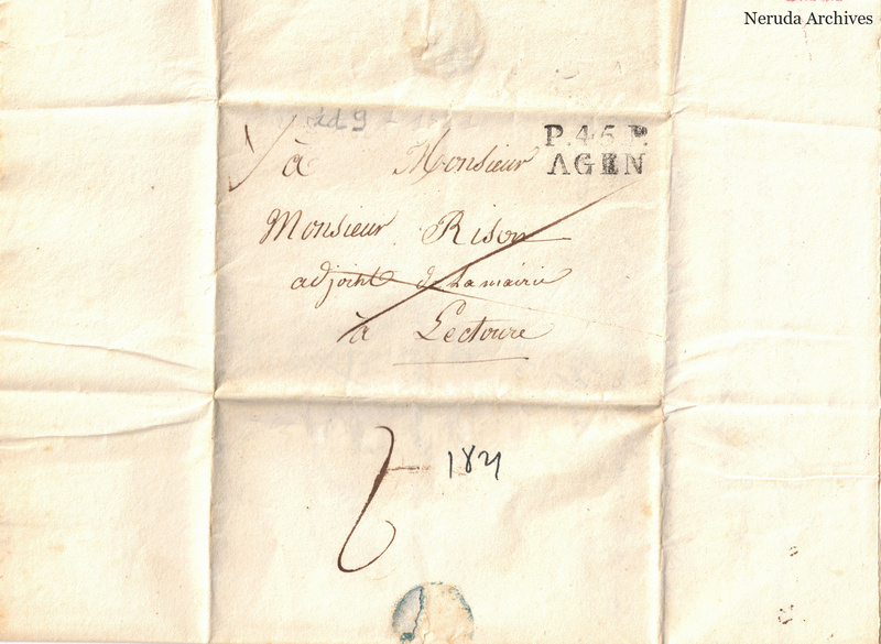 NRA-L-000065 image 1 showing an addressed folded wrapper with postal markings.