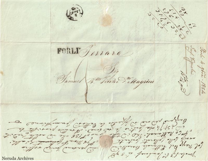 NRA-L-000734 image 1 showing folded letter opened to show the manuscript address, postal marks and filing annotations. A separate reply draft includes revisions and cancellations.