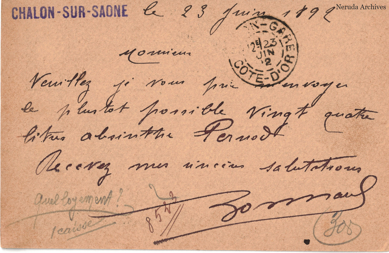 NRA-L-000369 image 2 showing the complete handwritten or printed postcard message, with contemporary annotations and the sender's signature or business mark.